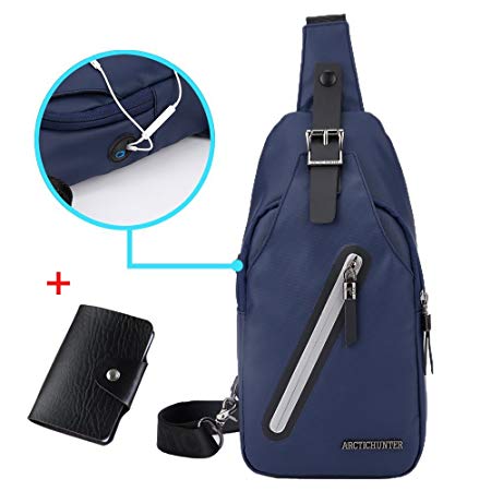 Men's Shoulder Bag,Nasion.V Sling Waterproof Chest Bag Anti-Theft Crossbody Daypack for Travel Hiking Working School Business Cycling New Version Blue