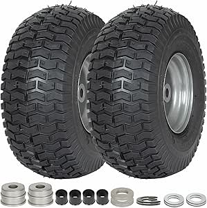 (2 Pack) WEIZE 15x6.00-6 Tire and Wheel Assembly, Replacement Riding Lawn Mower Front Tires, Compatible with Craftsman Riding Lawn Mowers, 3" centered Hub, 3/4" Bushing