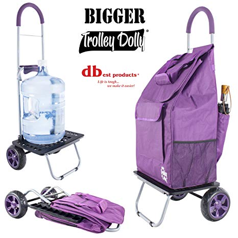 Bigger Trolley Dolly, Purple Shopping Grocery Foldable cart