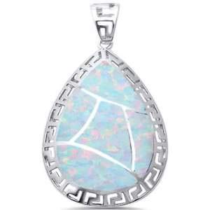 White Opal Pear Tear Drop 925 Sterling Silver Pendant - Jewelry Accessories Key Chain Bracelet Necklace Pendants