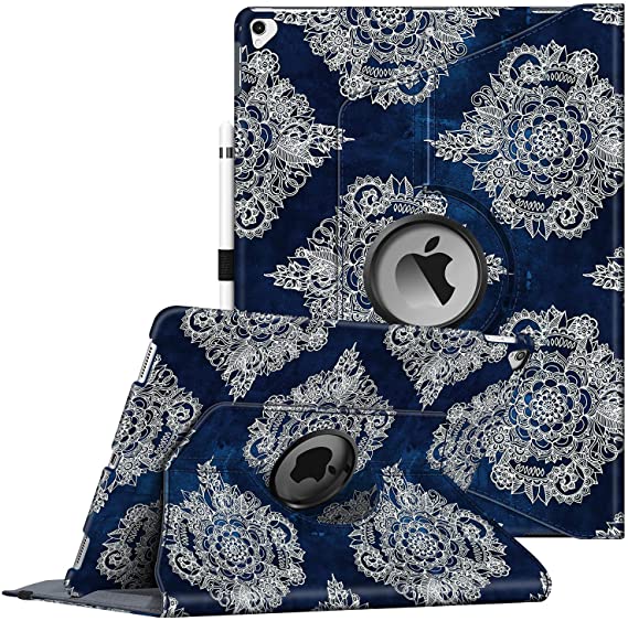 Fintie Rotating Case for iPad Pro 12.9 (2nd Gen) 2017 / iPad Pro 12.9 (1st Gen) 2015-360 Degree Rotating Stand Case with Smart Protective Cover Auto Sleep/Wake, Indigo Dreams