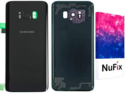NuFix Replacement for Samsung Galaxy S8 Back Glass Replacement with Camera lens Back Panel Housing Original color and Shape with Pre installed Camera lens & Adhesive sticker for S8 G950W SM-G950W Black