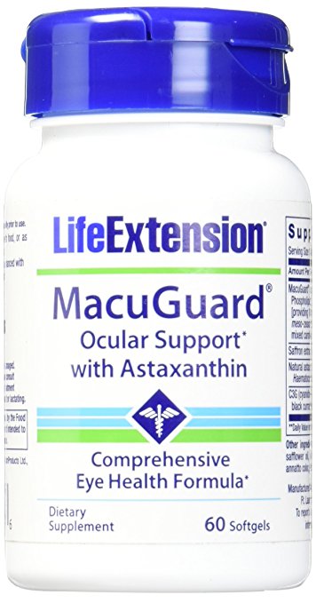 Life Extension Macuguard Ocular Support Plus Astaxanthin with C3G Softgels, 60 Count