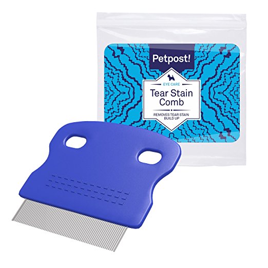 Petpost | Tear Stain Remover Comb for Dogs - Extra Fine Tooth Rake Gently & Effectively Gets Rid of Crust, Mucus, and Gunk Around Your Shih Tsu or Maltese