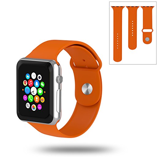 Apple Watch Replacement Band, ZCGYLP Soft Silicone Sports Style Watch Straps for iWatch Watch (38mm Models, Honey Orange）