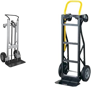 Cosco 12204ASB1E 2-in-1 Hybrid Handtruck, Commercial Use, Silver & Harper Trucks PGDY8635P 700 lb Capacity Glass Filled Nylon Convertible Hand Truck and Dolly with 10" Flat-Free Solid Rubber Wheels