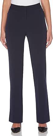 Rafaella Women's Petite Curvy Gabardine Slim Leg Stretch Dress Pant, Pull-on, with Pockets (Size 4-14)