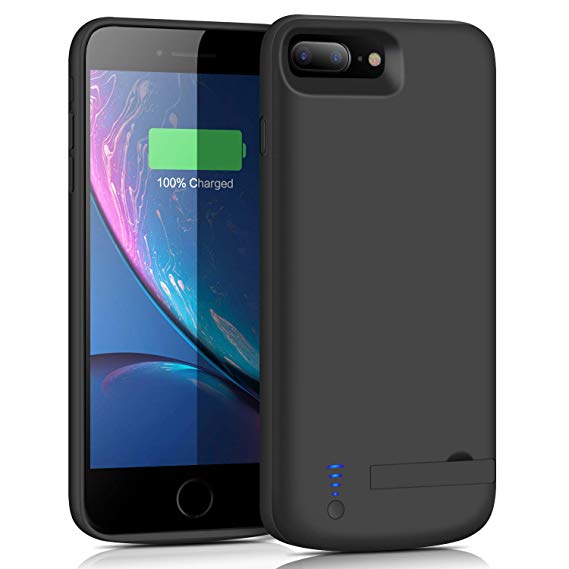 QLSMEB Battery Case for iPhone 6s Plus/6 Plus/8 Plus/7 Plus, 8000mAh Portable Rechargeable Charging Case for iPhone 6 Plus/6s Plus/8 Plus/7 Plus (5.5 inch) Protective Charger Case-Black