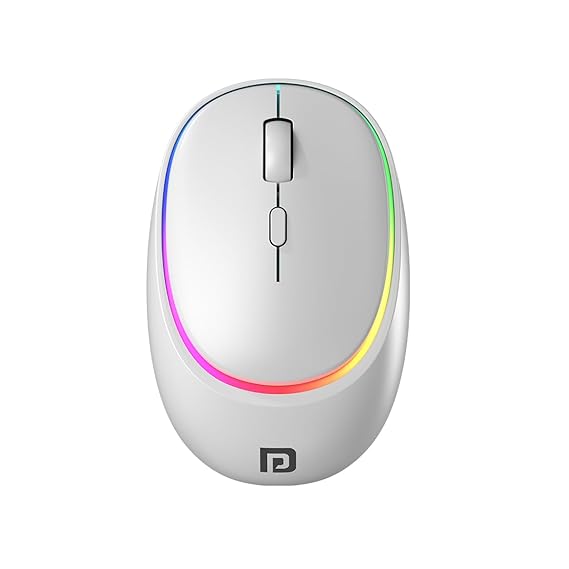 Portronics Toad IV Bluetooth Mouse with 2.4 GHz Wireless (Dual Connectivity), Rechargeable, Connect up to 3 Devices, RGB Lights, Adjustable Optical DPI, for Laptop, PC, Tablet, Smartphone (White)