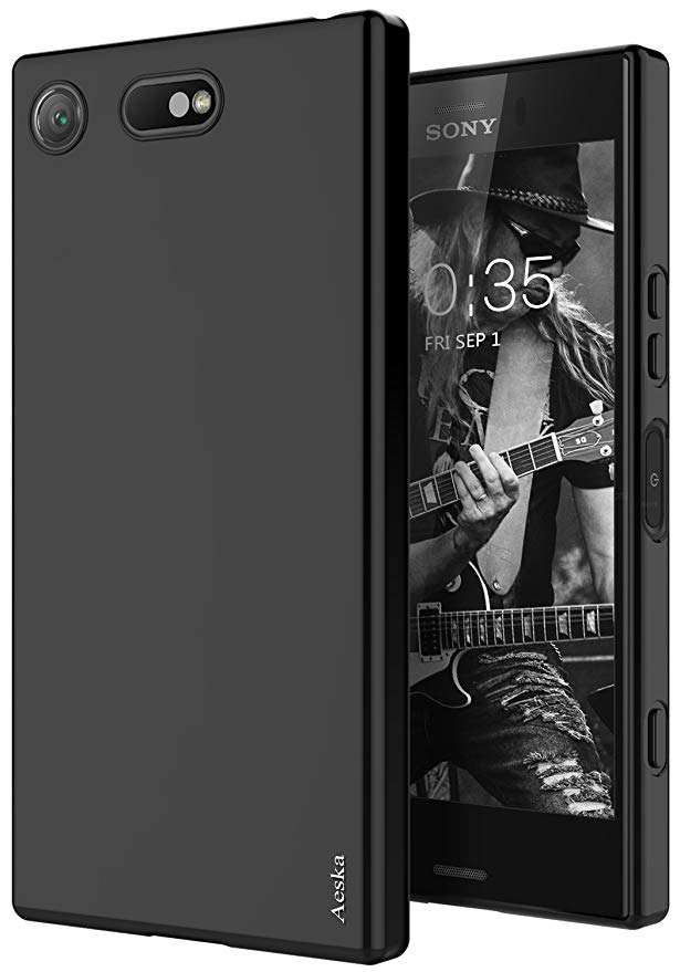 Sony Xperia XZ1 Compact Case, Aeska Ultra [Slim Thin] Flexible TPU Gel Rubber Soft Skin Silicone Protective Case Cover For Sony Xperia XZ1 Compact (Matte Black)