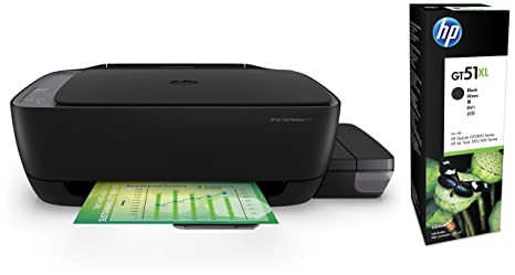 HP 410 All-in-One Ink Tank Wireless Color Printer & HP GT51 Ink Bottle (Black, XL)