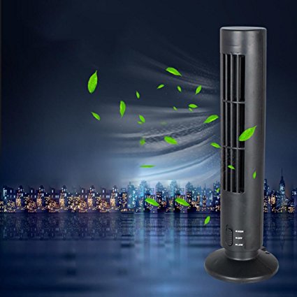 USHOT New Mini Portable USB Cooling Air Conditioner Purifier Tower Bladeless Desk Fan (Black)