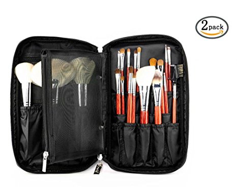 LOUISE MAELYS Zipper Makeup Brush Bag Cosmetic Bag with Inner Mesh Bag Black