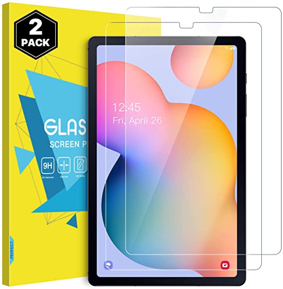 MoKo Tablet Screen Protector Compatible with Galaxy Tab S6 Lite 2020, [2-Pack] HD 9H Hardness Tempered Glass Fingerprint-Resistant Flims Fit Samsung Galaxy Tab S6 Lite 10.4 2020 SM-P610/P615 - Clear