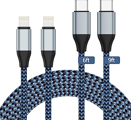 USB C to Lightning Cable, [Apple MFi Certified] 6FT 9FT 20W iPhone Fast Charger Sync Nylon Braided Type C Charging Cord Compatible with iPhone 13/13Mini/13ProMax/12/12Pro Max/11/11Pro/11Pro MAX/XS MAX