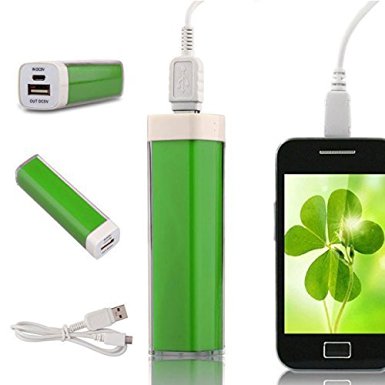 SUNYEE Mini Ultra Compact Portable Charger 2600mAh External Battery Backup Power Bank. Small Size, High Capacity, Fast Charging. For Apple iPhone 5S, 5C, 5, 4S, iPad, Air, Mini, Samsung Galaxy S4, S3, Note, Nexus, LG, HTC, Moto. (Green)