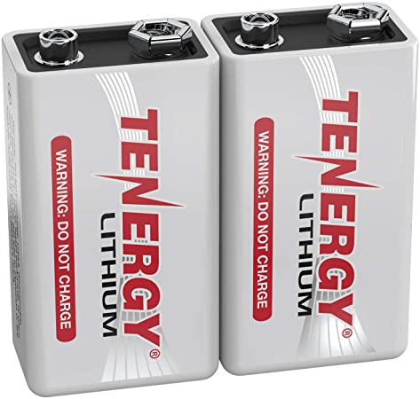 Tenergy 9V Lithium Batteries, 1200mah Non-Rechargeable Batteries,10 Years Shelf Life Lithium 9 Volt Batteries - 2 Pack
