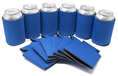 TahoeBay 12 Can Sleeves - Royal Blue Beer Coolies for Cans and Bottles - Bulk Blank Drink Coolers – Create Custom Wedding Favor, Funny Party Gift (12-Pack)