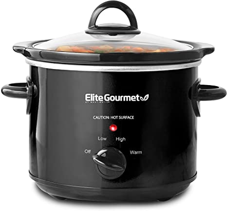 Elite Gourmet MST-350B# Electric Oval Slow Cooker, Adjustable Temp, Entrees, Sauces, Stews & Dips, Dishwasher Safe Glass Lid & Crock (3.5 Quart, Black)