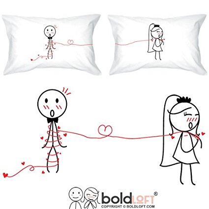 BOLDLOFT Tie The Knot His and Hers Couples Pillowcases- Engagement Gifts for Couples, Bridal Shower Gifts, Newly Engaged Gifts, Bride and Groom Pillowcases, Wedding Gift for Bride and Groom