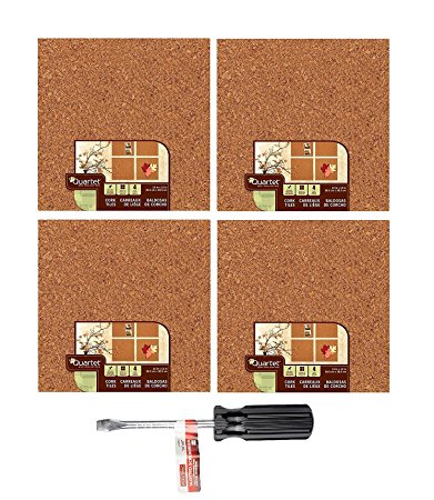 Quartet Cork Tiles, 12" x 12", Corkboard, Mini Wall Bulletin Boards, Natural (16 Pack   Plextool)