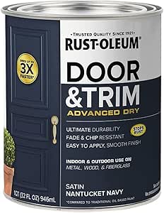 Rust-Oleum 369386 Advanced Dry Door & Trim Paint, Quart, Satin Nantucket Navy