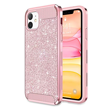 ULAK iPhone 11 Case, Slim Stylish Designed Shockproof Protective Hybrid Scratch Resistant Hard Back Cover Shock Absorbent TPU Bumper Case for Apple iPhone 11 6.1 inch (2019), Rose Gold