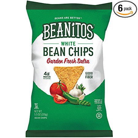 Beanitos Garden Fresh Salsa Bean Chips, Plant Based Protein, Good Source Fiber, Gluten Free, Non-GMO, Vegan, Corn Free Tortilla Chip Snack, 5.5 Ounce (Pack of 6)