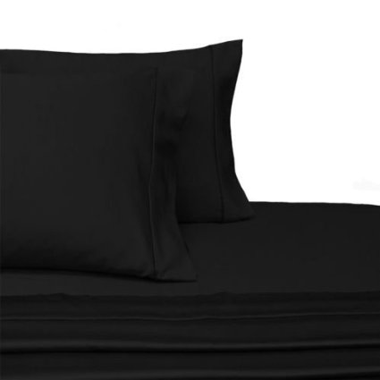 Ultra Soft & Exquisitely Smooth Genuine 100% Egyptian Cotton 800 Thread Count Sheet Sets, Lavish Sateen Solid, Deep Pockets (18" Pockets), 3 Piece Twin Size Sheet Set, Solid, Black