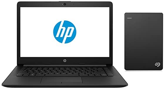 HP 14Q CS0009TU 2018 14-inch Laptop Jet Black Seagate 2TB Backup Plus Slim (Black) USB 3.0 External Hard Drive