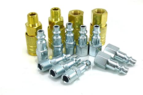 Golden Power High Flow Industrial Type Air Tool and Compressor 14 Piece Coupler and Plug Kit, 1/4" Body, 1/4" NPT. D-14