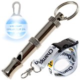 Dog Whistle Kit - To Stop Barking and Training - Includes Whistle  Lanyard Collar Led Light Clip On