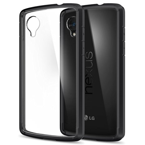 Nexus 5 Case, Spigen® [AIR CUSHION] [ Screen Shield] Google Nexus 5 Case ULTRA HYBRID Series [Black] [1 Premium Japanese Screen Protector Included   2 Graphics] Scratch Resistant Bumper Case with Clear Back Panel for Nexus 5 - ECO-Friendly Package - Black (SGP10609)