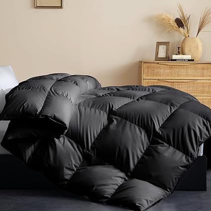 Cosybay Feather Down Comforter - All Season Black King Size Down Duvet Insert- Luxurious Hotel Bedding Comforters with 100% Cotton Cover - King 106 x 90 Inch