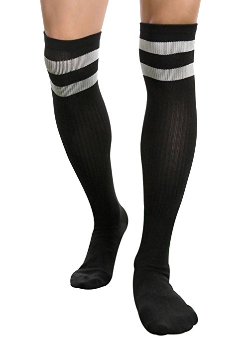 Aniwon Knee Socks Striped Long Soccer Basketball Running Rugby Athletic Stockings