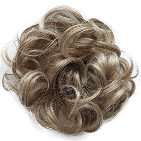 PRETTYSHOP Hairpiece Hair Rubber Scrunchie Scrunchy Updos VOLUMINOUS Curly Messy Bun Blonde mix # 27T613 G7E