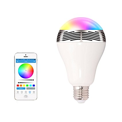 HOREVO LED Smart Bluetooth Bulb Light Speaker E27 5W 100-240V Music Playing RGB Color Change Lamp with APP Remote Control Wireless Stereo Audio Speaker Lamp