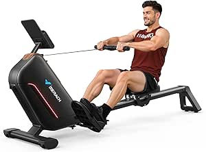 MERACH Rowing Machines for Home, Powerful Electromagnetic Row Machine with 51.2" Extended Rail, 16-Level Handle Resistance Adjustment Rower, 350 LBS Load Capacity, Ergonomic Comfort Seat, Easy Storage