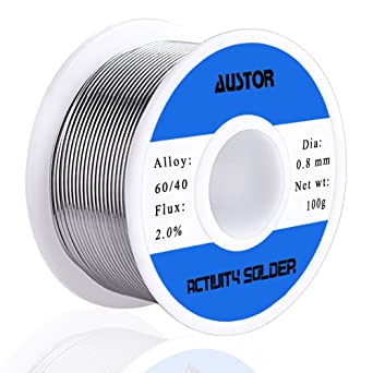 AUSTOR 60-40 Tin Lead Rosin Core Solder Wire for Electrical Soldering (100g, 0.8mm)