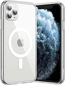 JETech Funda Magnética para iPhone 11 Pro 5,8 Pulgadas, Compatible con Carga Inalámbrica MagSafe, Carcasa Bumper Teléfono Antigolpes, Parte Trasera Transparente Anti-Arañazos (Transparente)