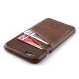 iPhone 6S Card Case by Dockem- Vintage Synthetic Leather Wallet Case Ultra Slim Professional Executive Snap On Cover with 2 Card Holder Slots Brown