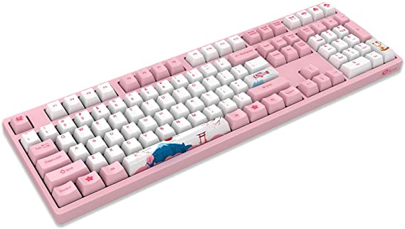 Akko World Tour Tokyo 108-Key R1 Wired Mechanical Gaming Keyboard, Programmable with OEM Profiled PBT Dye-Sub Keycaps and N-Key Rollover (Akko 2nd Gen Pink Linear Switch)