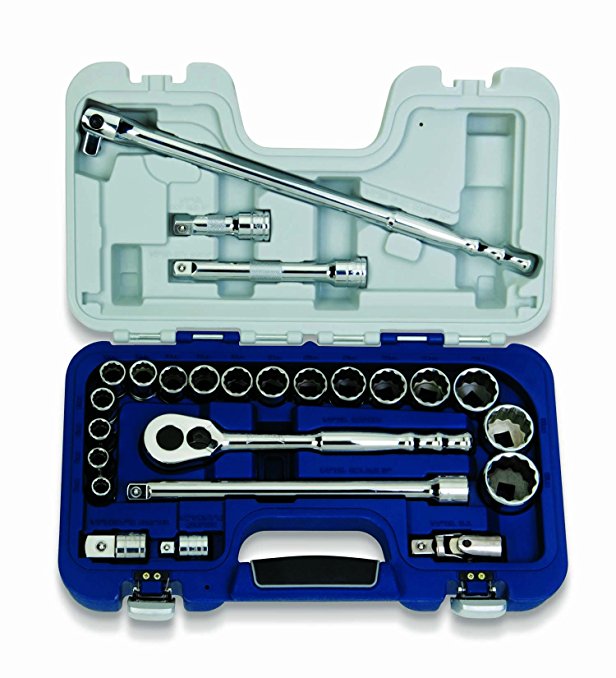 Williams 50619 1/2-Inch Drive Metric Basic Tool Set, 25-Piece With Rugged Case, 12-Point