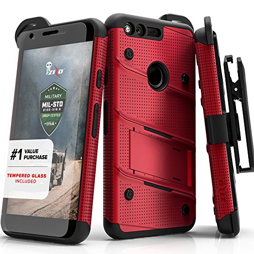 Google Pixel XL Case, Zizo [Bolt Series] w/ FREE [Google Pixel XL Screen Protector] Kickstand [Military Grade DropTested] Holster Clip Google Pixel XL