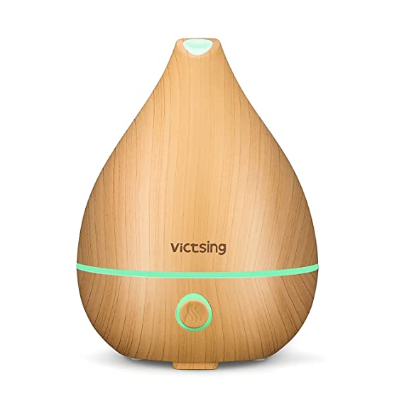 VicTsing 130ml Mini Essential Oil Diffuser, Super Quiet 19dB Diffuser with 8 Color LED Lights and Auto Shut-Off Function, One Button Easy Operation, BPA-Free for Bedroom Home Office, Yellow