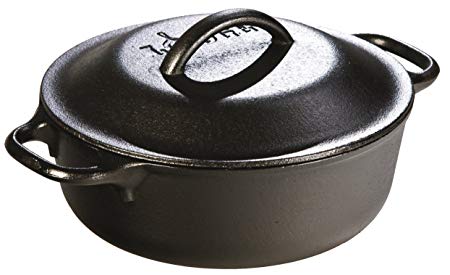 Lodge 2 Quart Cast Iron Dutch Oven. Pre-seasoned Pot with Lid for Cooking, Basting, or Baking