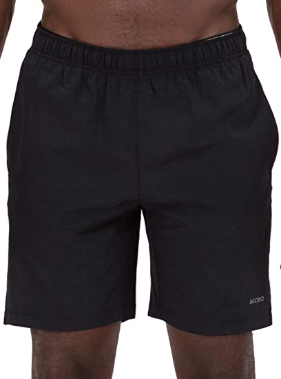 Skora Men's Two in One and Unlined Athletic Running Shorts with Pockets and Zip Back Pocket