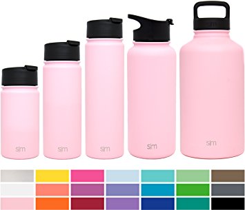 Simple Modern Summit Water Bottle   Extra Lid - Vacuum Insulated 18/8 Stainless Steel Powder Coated - 6 Sizes, 22 Colors