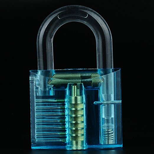 Locksporter Clear Padlock for Demonstration and Practice Educational Toys Color Light Blue