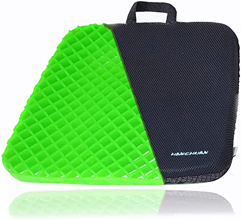 HANCHUAN Gel Seat Cushion Extra Firm & Large Pad with Cooling Gel Honeycomb Egg Crate Design Sitter Fits Most Seat for Cars, Outdoors, Stadium, Truck, Van, Office (Standard, Green)
